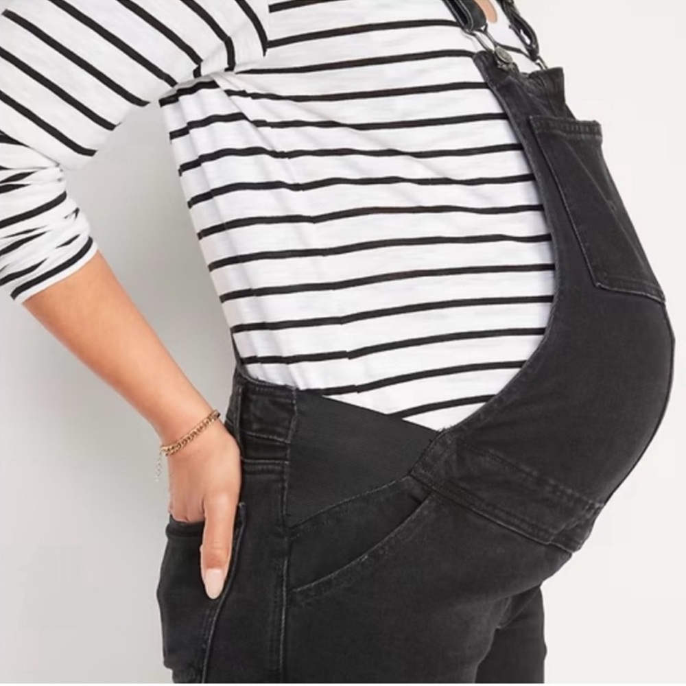 Old Navy Black Denim Maternity Overalls